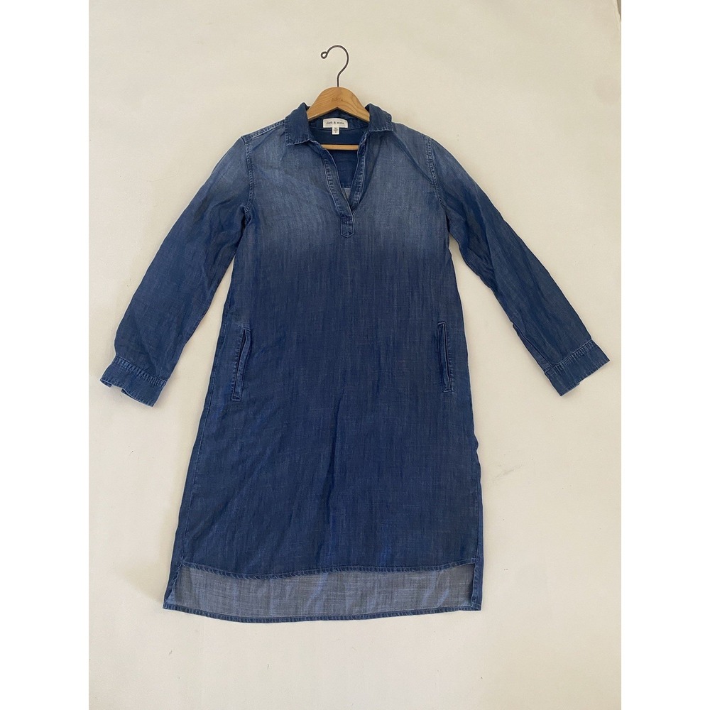 Cloth & Stone Blue Denim Small 100% Lyocell Shirtdress Button Festival New NWOT